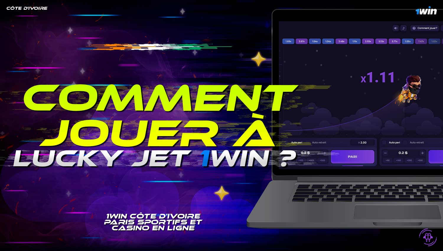 Guide sur comment jouer à "Lucky Jet" sur la plateforme 1win.