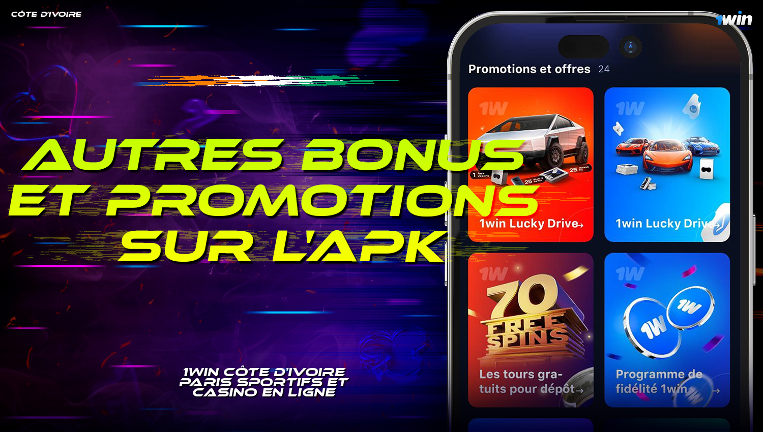 Bonus et promotions disponibles dans l'application 1Win  