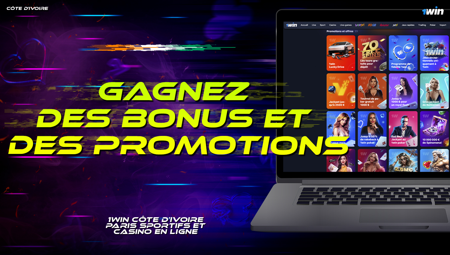 Bonus et promotions disponibles pour les utilisateurs de Côte d'Ivoire sur 1Win  