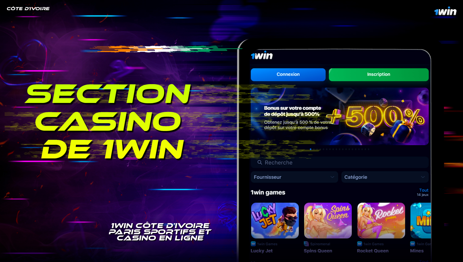 Description de la section casino en ligne sur le site 1Win  