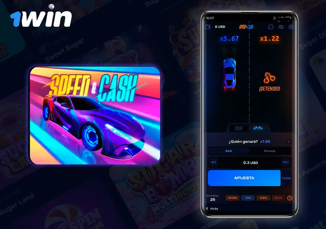 Speed-n-Cash popular juego crash en 1Win casino